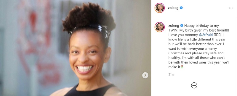 Zolee Griggs dedicated a post to her mother on her birthday