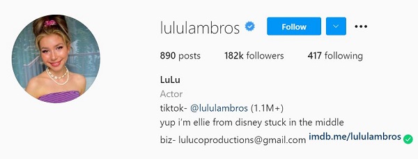 Lulu Lambros Instagram profile