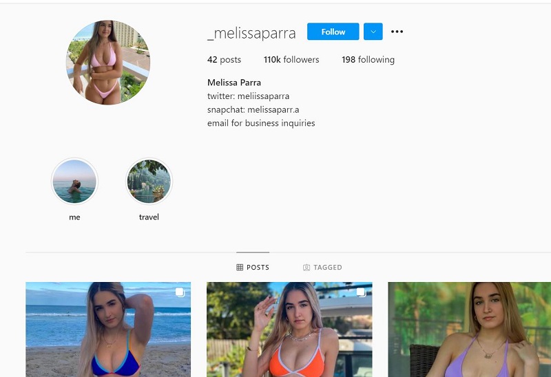Melissa Parra Instagram account