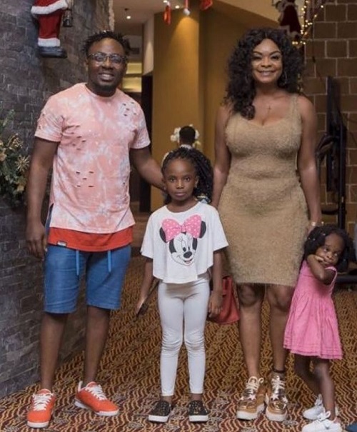 Beverly Afaglo with her spouse Eugene kwadwo Boadu Baah aka Choirmaster and their kids Kora Baah and Violyn Baah