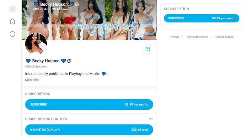 Becky Hudson OnlyFans account