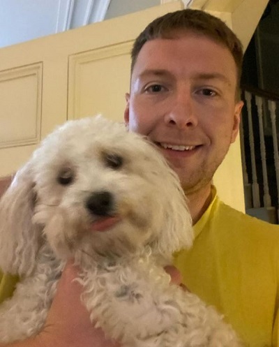 Joe Lycett with his pet dog