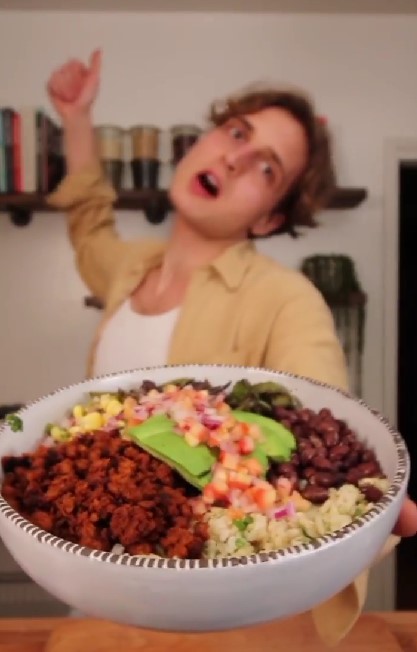 Andrew Lowe eating different types of food