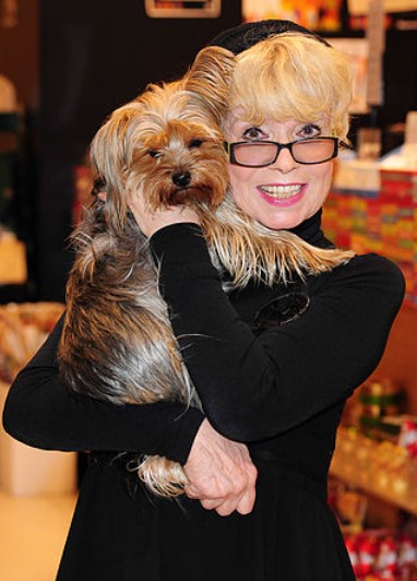 Ingrid Steeger photograph with her pet dog