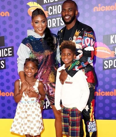 Jada Crawley with her spouse Chris Paul and children Christopher Emmanuel Paul II, Camryn Alexis Paul