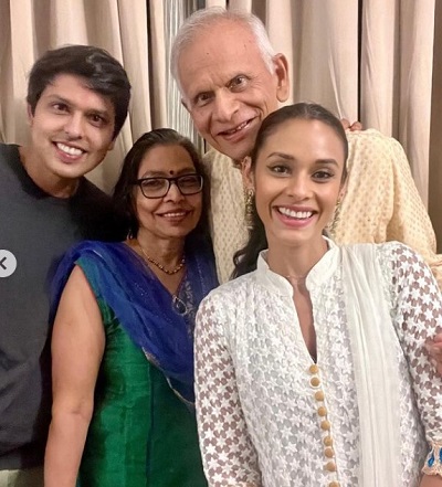 Aditi Shah with her mother, father and brother