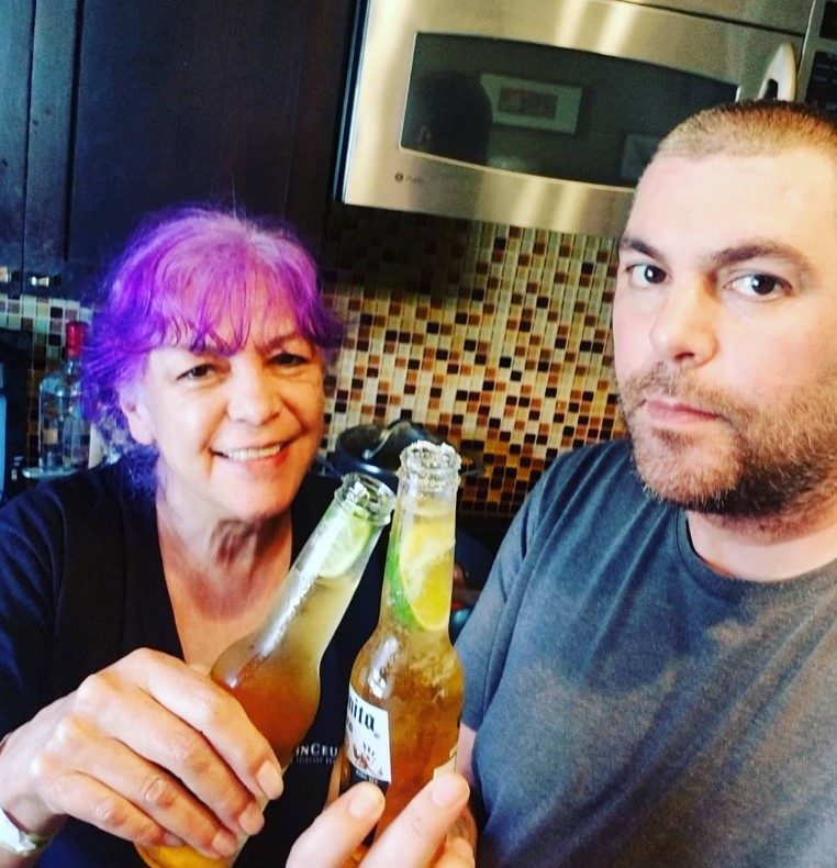 Dryden Mitchell with his mother