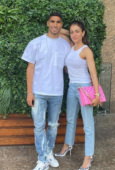 Hiba Abouk with her husband (Achraf Hakimi)