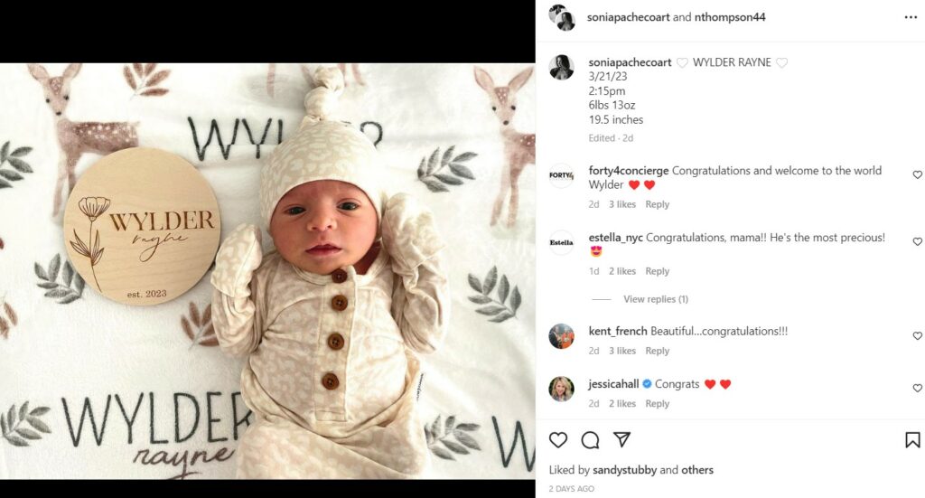 Sonni Pacheco welcomed Wylder Rayne
