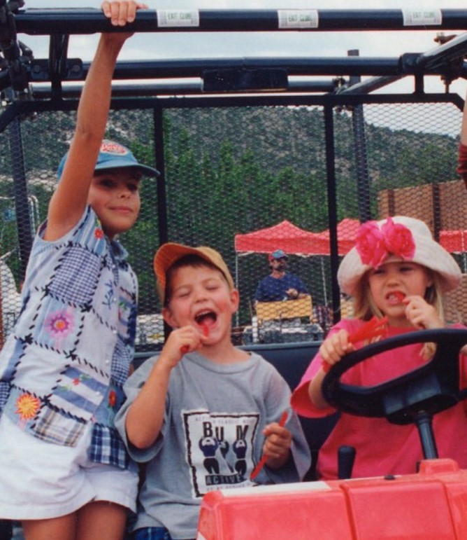 Childhood image of Joe Costner with his sisters (Annie Coster and Lily McCall Costner)