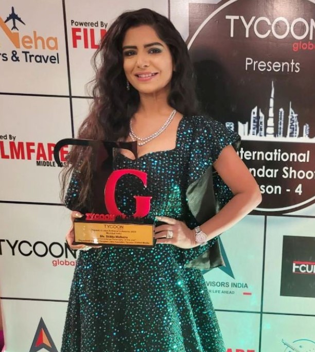 Shikha Malhotra won Social Conscience Personality of the Year award at the Tycoon Global Award 2023