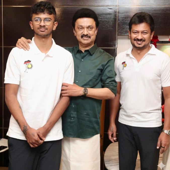 Inban Udhayanidhi with his father and grandfather