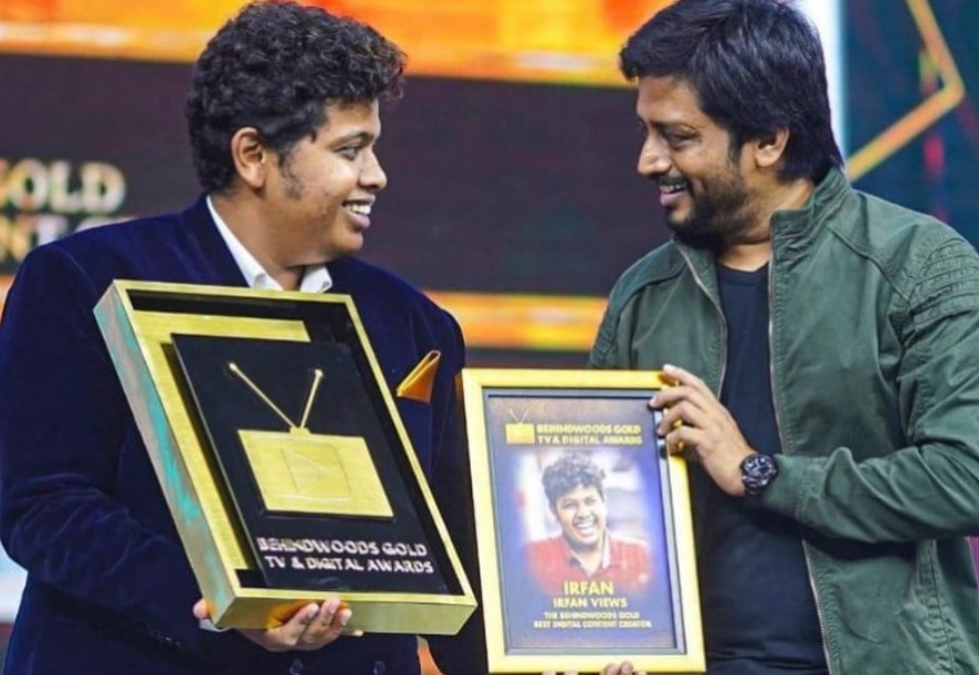 Irfan Youtuber received Best Content Creator Award at Behind woods Gold TV & Digital Awards