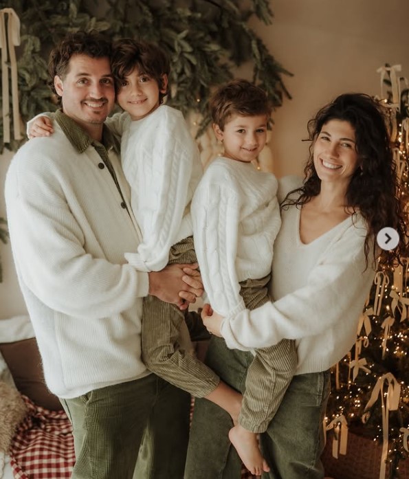 Giorgia Lucini with her husband and kids