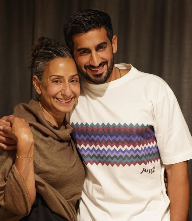 Harith Bukhash with his mother