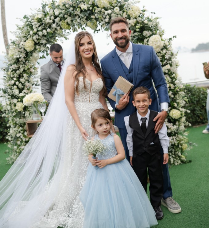 Jonathan Dobal with his wife and kids