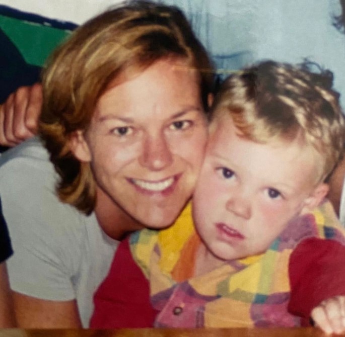 Brennan Savage's childhood image with his mom