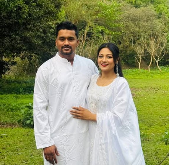 Irin Afrose with her husband