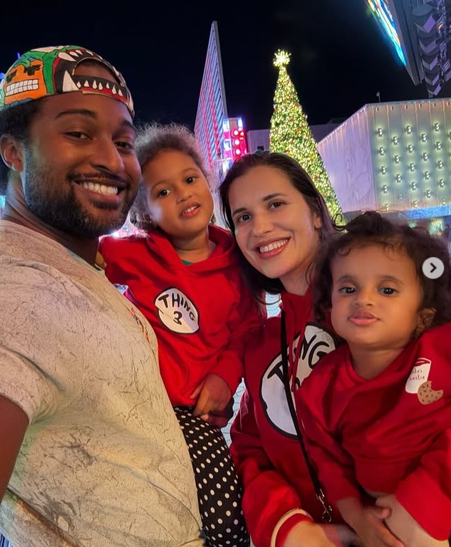 Nastya Nass with her partner and kids