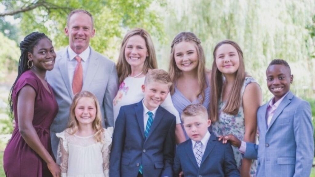 Amy Coney Barrett with her husband and kids