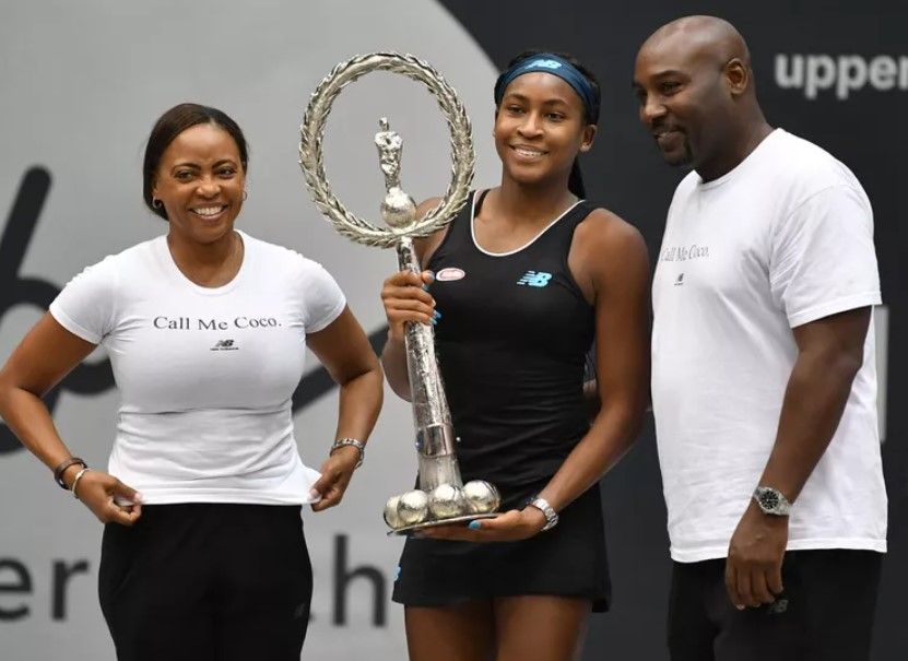 Coco Gauff with her parents