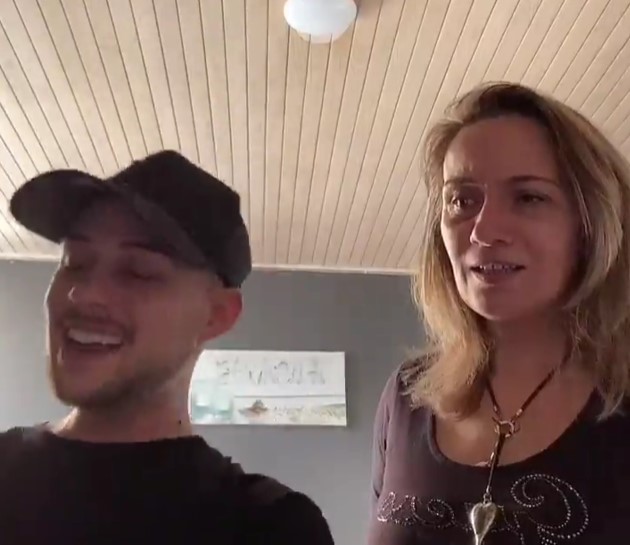 David Rodriguez with his mom