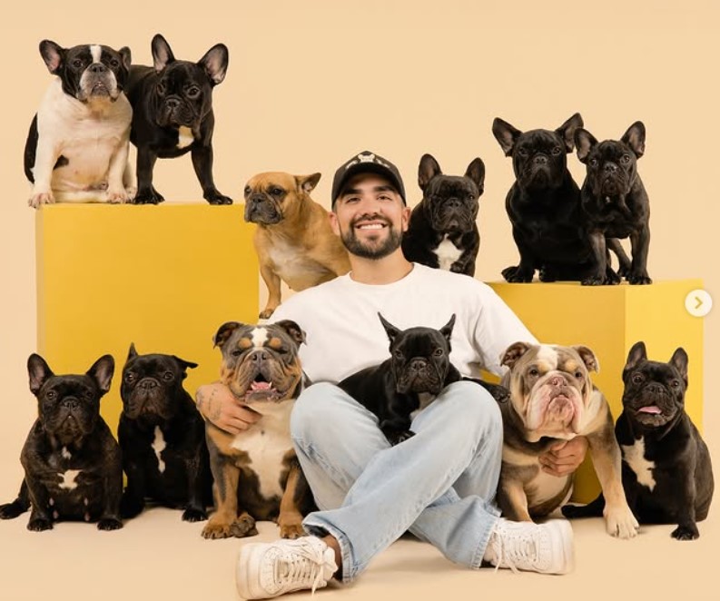 Isaac Carvajal with his dogs