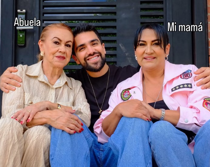 Isaac Carvajal with his mom and grandmother