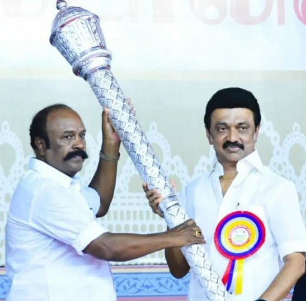 K. R. Periyakaruppan (left) with M.K.Stalin (right)