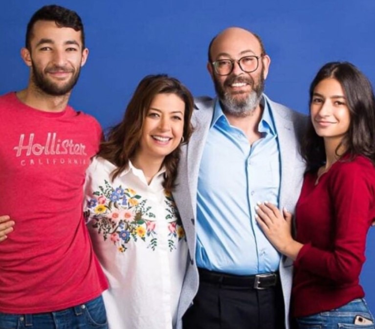 Manal Salama with her husband and kids