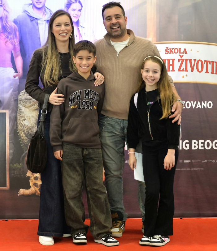 Stefan Buzurovic with his wife and kids