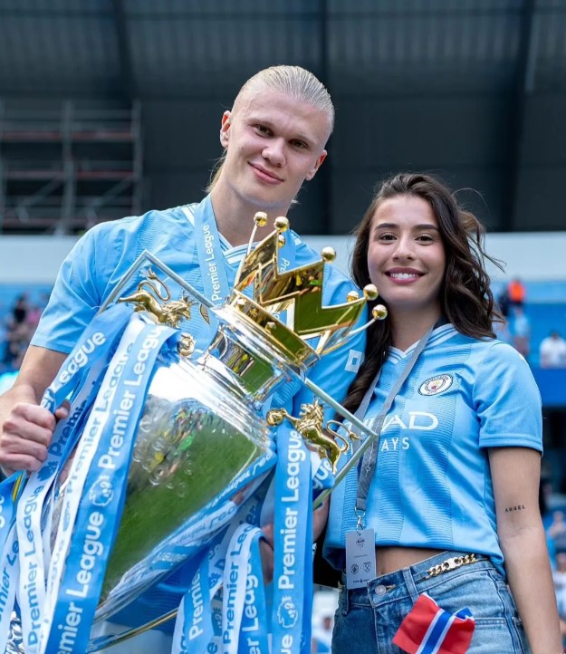 Isabel Haugseng Johansen with her boyfriend Erling Haaland