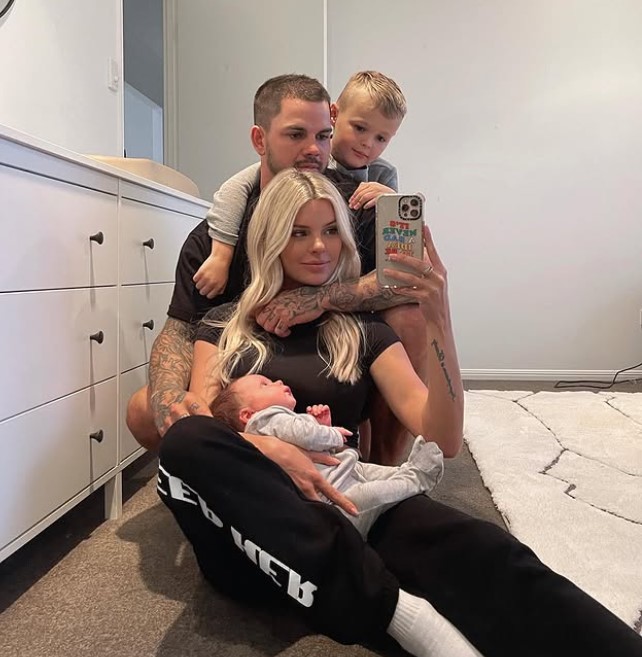 Kim Hartnett with her boyfriend and son