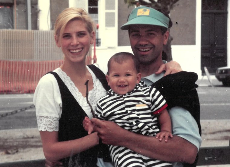 Andre Hanscombe with his partner Rachel Nickell and son Alex Hanscombe
