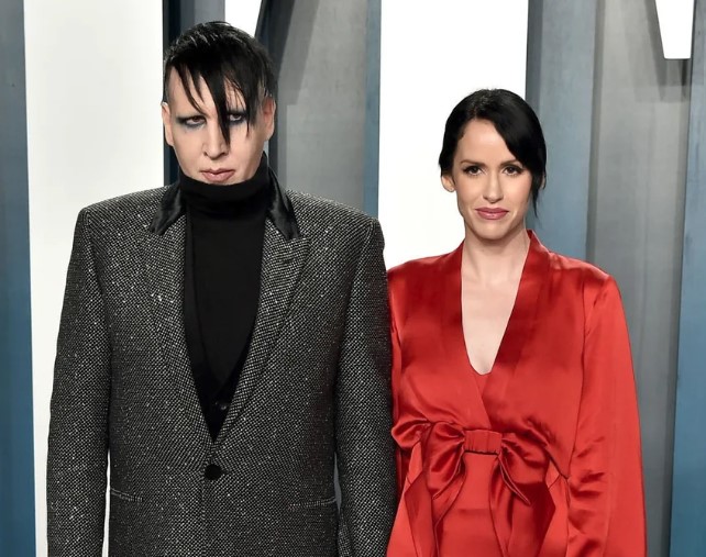 Marilyn Manson and Lindsay Usich attends the 2020 Vanity Fair Oscar Party
