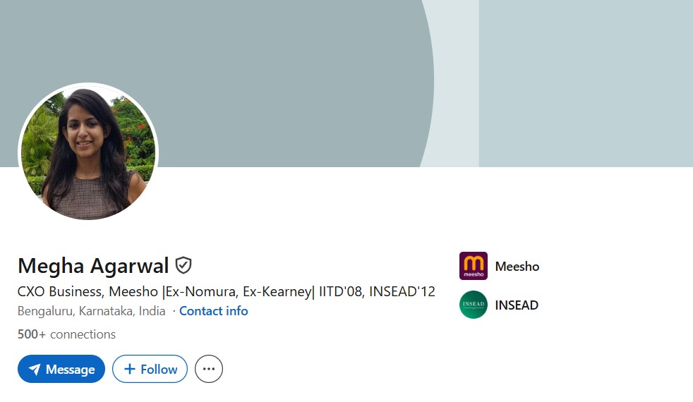 Megha Agarwal's LinkedIn profile