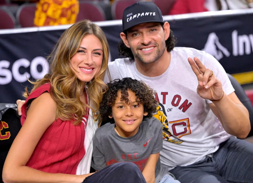 Mark Sanchez with his wife and son
