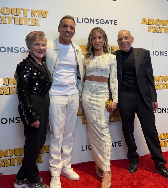 Sebastian Maniscalco with his parents and wife